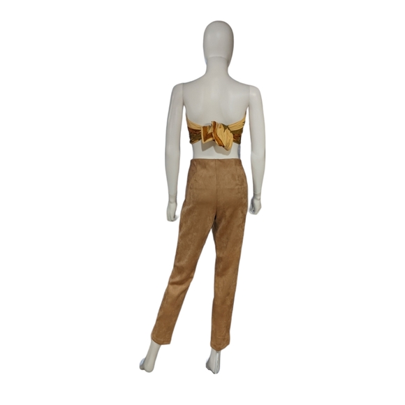 Zac & Rachel Faux Suede Cognac Pull-On Pants, L - Picture 3 of 8